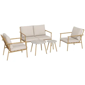 Outsunny Set de Canapea Sofa, 5 Piese cu Cadru din Otel imagine