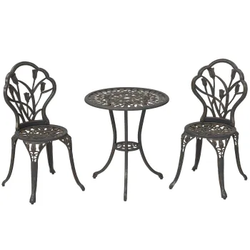 Outsunny Set de Gradina 3 Piese din Aluminiu cu 2 Scaune | Aosom Romania imagine