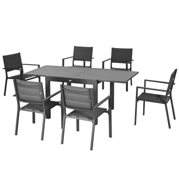 Outsunny Set de gradina din aluminiu, 7 bucati cu masa extensibila si 6 scaune, gri | AOSOM RO imagine