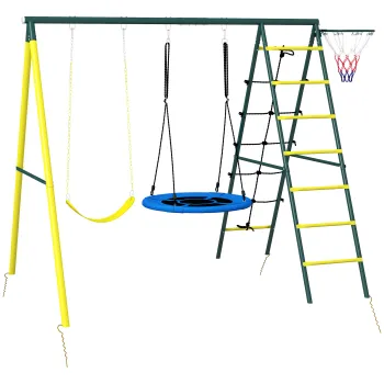 Outsunny Set de Leagan pentru Copii 4 in 1 cu Leagan cu Farfurie imagine