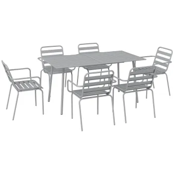 Outsunny Set de Masa de Gradina cu 7 Piese, Masa de Exterior imagine