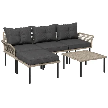 Outsunny Set de Mobilier de Terasa din 5 Piese cu Canapea imagine