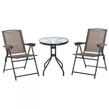Outsunny Set de mobilier pentru gradina cu masa din sticla securizata, mobilier exterior, maro | AOSOM RO imagine