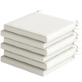 Outsunny Set de Perne pentru Scaune de Dining 46x42x7 cm 6 Bucati cu Husa Lavabila si Snururi, Impermeabile si Anti-UV Crem | Aosom Romania imagine