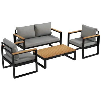 Outsunny Set din 4 piese de mobilier pentru gradina cu canapea pe imagine