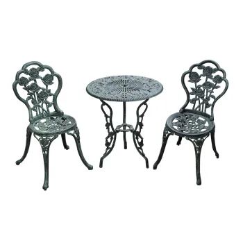 Outsunny Set Elegant de Gradina 2 Persoane, 2 Scaune si Masa Rotunda in Stil Neo-Retro, verde | Aosom Romania imagine