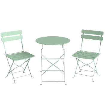 Outsunny Set Gradina Bistro: Masa Rotunda si Scaune Pliabile pentru 2, Verde Deschis. | Aosom Romania imagine