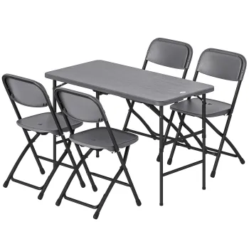 Outsunny Set masa si scaune pentru gradina cu masa pliabila reglabila 55-74 cm si 4 scaune pliabile pentru terasa, Gri | Aosom Romania imagine