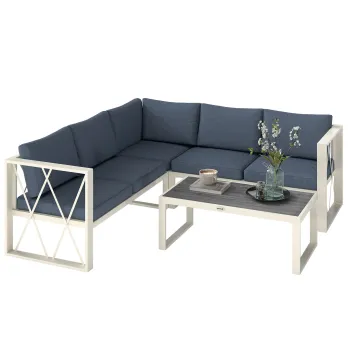 Outsunny Set Mobilier de Gradina din 4 Piese cu 2 Canapele, Fotoliu Reglabil si Masuta de Cafea, 121x61x62 cm, Gri | Aosom Romania imagine