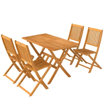 Outsunny Set mobilier de gradina FSC din lemn, set 5 piese pliabil, masa cu 4 scaune pliante, design cu lamele | Aosom Romania imagine