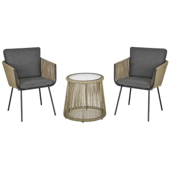 Outsunny Set Mobilier Gradina cu 2 Sezlong Recliner pentru Exterior si Perna Captusita din PE Ratan, 196x65x22cm Culoare Gri | Aosom.ro  imagine