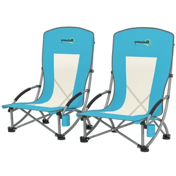 Outsunny Set Scaune Plaja Albastru cu Accesorii | Aosom Romania imagine