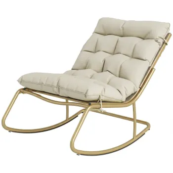 Outsunny Sezlong Balansoar Exterior, Sezut 63 cm, Perna inclusa, Culoare Bej. | Aosom Romania imagine