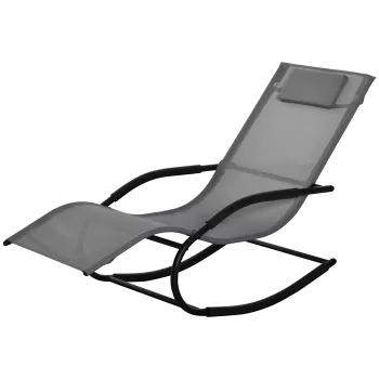 Outsunny Sezlong Balansoar Gravitate Zero pentru Exterior si Interior, Sezlong Relax din Metal si Patut Ergonomic din Texteline, Gri imagine