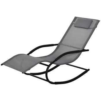 Outsunny Sezlong Balansoar Gravitatie Zero, Design Ergonomic, Cadru Metalic si Perna din Textilen, Relaxare Optima, Gri | Aosom Romania imagine