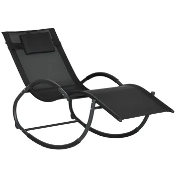 Outsunny Sezlong de Gradina, Balansoar cu Gravitatie Zero, Sezlong Impermeabil cu Tetiera, 155x61x88 cm, Negru imagine
