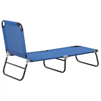 Outsunny Sezlong de Gradina cu Spatar Reglabil in 5 Pozitii, Sezlong Pliabil din Otel si Tesatura Oxford, 188x56x28 cm, Albastru imagine
