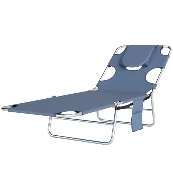 Outsunny Sezlong de gradina, sezlong cu deschidere captusita pentru fata, sezlong de masaj pentru exterior, buzunar lateral, material textil, metal, Gri | Aosom Romania imagine