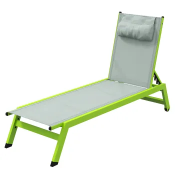Outsunny Sezlong de plaja transat din aluminiu si textilene cu roti si perna pentru cap si spatar reglabil verde | Aosom Romania imagine