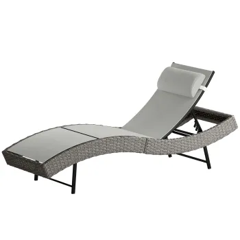 Outsunny Sezlong din PE-rattan, forma in S, sezlong de gradina cu spatar reglabil in 5 pozitii, perna pentru cap, respirabil, rezistent la UV | Aosom Romania imagine