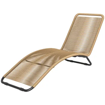 Outsunny Sezlong in Forma de S cu Sezut Impletit din Franghie de Ratan si Spatar Inalt, 176x58x82 cm, Bej | Aosom Romania imagine