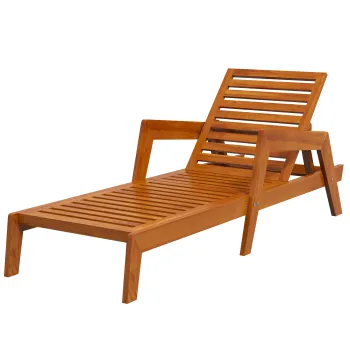 Outsunny Sezlong pentru gradina din lemn, lemn masiv, 66 cm x 190 cm x 73,5 cm, Portocaliu | Aosom Romania imagine