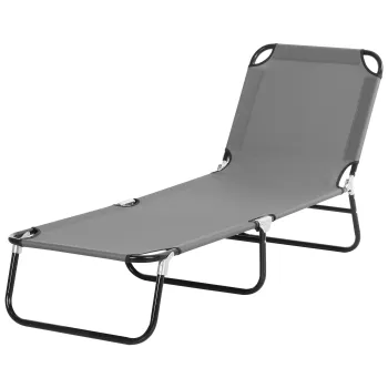 Outsunny Sezlong Pliabil cu Spatar Reglabil in 5 Pozitii, Scaun de Gradina cu Material Respirable Oxford, Ideal pentru Plaja, Piscina, Gradina, 188x56x28 cm, Gri | Aosom Romania imagine