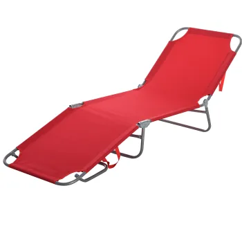 Outsunny Sezlong Pliabil cu Spatar Reglabil in 5 Pozitii, Sezlong de Gradina cu Structura din Metal si Material Oxford, pentru Plaja, Piscina, Gradina, 187x55x24cm, Rosu | Aosom Romania imagine