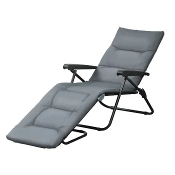 Outsunny Sezlong pliabil inclinat 6 pozitii, mare confort, cu saltea + cotiere, otel poliester gri | Aosom Romania imagine