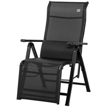 Outsunny Sezlong pliabil pentru soare cu perna, senzatie de imponderabilitate, scaun cu spatar reglabil in 9 trepte, suport pana la 150 kg, pentru gradina, vacanta, outdoor, plaja, piscina, Negru | Aosom Romania imagine