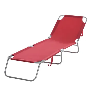 Outsunny Sezlong, pliabil, spatar reglabil, cadru metalic rezistent la rugina, 187 x 55 x 24, Weinrot | Aosom Romania imagine