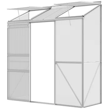Outsunny Solar de prindere, Usa glisanta, Ferestre de acoperis, Policarbonat+Aluminiu, Culoare: Argintiu, 192 x 68 x 196 cm | Aosom Romania imagine