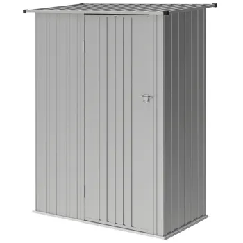Outsunny Sopron de Gradina 1,07m2 din Otel Galvanizat, Depozit pentru Unelte cu Usa Blocabila si Acoperis Inclinat, 142x86x189 cm, Argintiu | Aosom Romania imagine