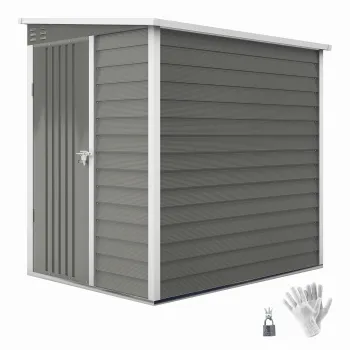 Outsunny Sopron de Gradina din Metal, otel galvanizat, usa blocabila, asamblare usoara, 142 x 184 x 165/181 cm, Gri | Aosom Romania imagine