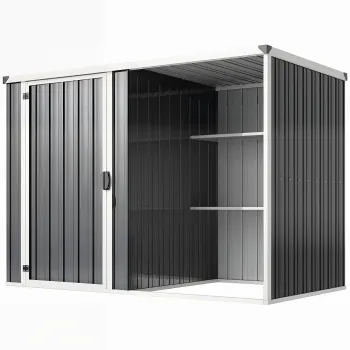 Outsunny Sopron de Gradina din Otel Galvanizat, Usa Blocabila, 231 x 125 x 162 cm, Gri Inchis | Aosom Romania imagine