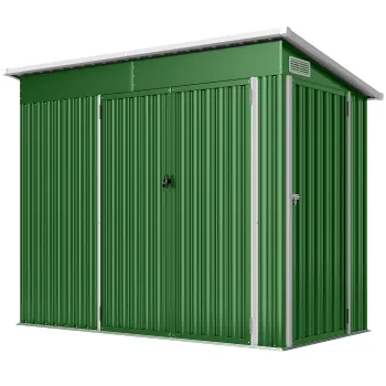 Outsunny Sopron de gradina exterior 2,7 m2 234x132x185 cm cu trei usi, incuietoare si fante de ventilatie, verde | Aosom Romania imagine