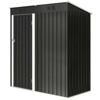 Outsunny Sopron exterior pentru gradina 1,37 m2 163x90x179 cm cu usa cu incuietoare si grile de ventilatie Gri inchis | Aosom Romania imagine