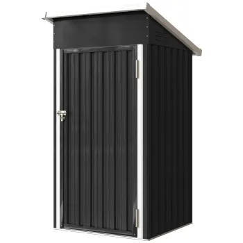Outsunny Sopron metalic exterior pentru gradina 0,74 m2 107,5x91x185 cm cu acoperis inclinat usa cu incuietoare ventilatii gri | Aosom Romania imagine
