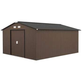 Outsunny Sopron unelte gradina, rezistent la intemperii, feronerie de ventilatie, usi glisante, Otel, Maro | Aosom Romania imagine