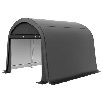 Outsunny Spatiu de depozitare pentru gradina, cadru stabil din otel, usi mari, 3x3m, Gri | Aosom Romania imagine