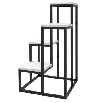 Outsunny Stand de Flori pe 4 Niveluri, Raft de Colt pentru Plante, Suport de Expunere pentru Ghivece, pentru Camera de Zi, Terasa, Balcon, Alb imagine