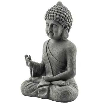 Outsunny Statuie de Gradina, Sculptura Buddha Sezand din Oxid de Magneziu, Decoratiune Spirituala 32 x 23 x 51 cm, Gri Inchis | Aosom Romania imagine