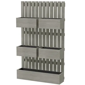 Outsunny Strat inaltat din lemn, reglabil, jardiniere cu spalier, strat de gradina 60x16x100cm Gri | Aosom Romania imagine