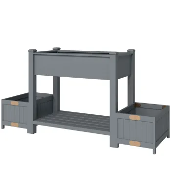 Outsunny Strat Inaltat pentru Gradina, Jardiniera cu Raft, 149x46x76cm, Gri | Aosom Romania imagine