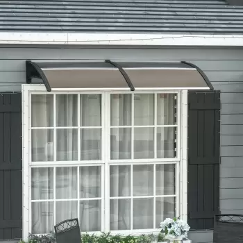 Outsunny Streasina de exterior 200x100cm din policarbonat si aluminiu, protectie pentru ferestre si usi, maro imagine