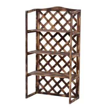  Outsunny Suport Ghivece Flori pentru Plante cu 3 Etajere din Lemn de Brad, 80x40x150cm|Aosom.ro imagine