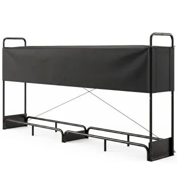 Outsunny Suport Lemne de Foc Interior si Exterior din Otel Galvanizat cu Husa Oxford, 500 kg, 260x38x118 cm, Negru | Aosom Romania imagine