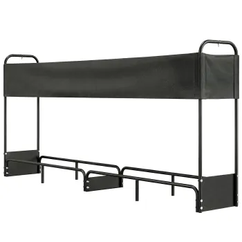 Outsunny Suport lemne exterior, adapost lemne de foc husa impermeabila Oxford 600D capacitate 500 kg 260 x 38 x 118 cm negru | Aosom Romania imagine