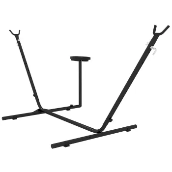 Outsunny Suport pentru hamac 9,4ft si suport lateral pentru tava, Suport pentru plasa de hamac cu cadru din otel, pentru hamacuri stil plasa, stil brazilian, stil plat, stil franghie, Negru imagine