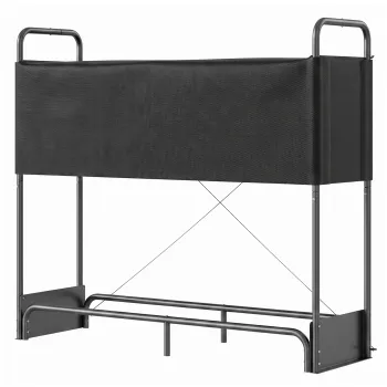 Outsunny Suport pentru Lemne de Foc pentru Interior si Exterior, Otel Galvanizat cu Husa Oxford, 132x38x118 cm, Negru | Aosom Romania imagine